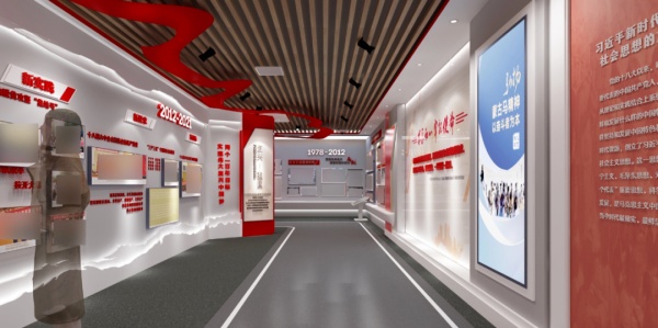 黨建展館設計紅色窗口筑信仰